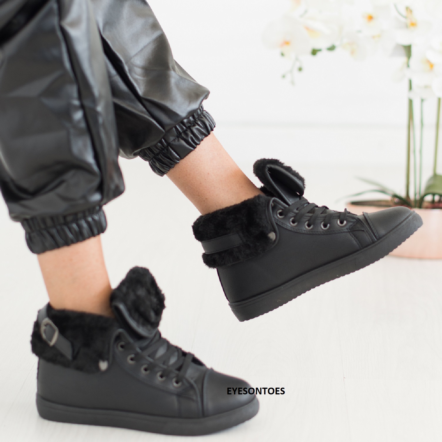 Women's Winter Fur-Lined Ankle Boots - Combat Style Flat Grip Sole, Sizes 3-8 UK